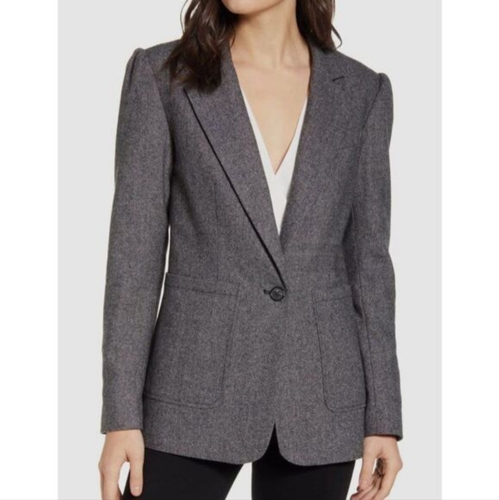 Rebecca Minkoff Gray Herringbone Blazer Jacket